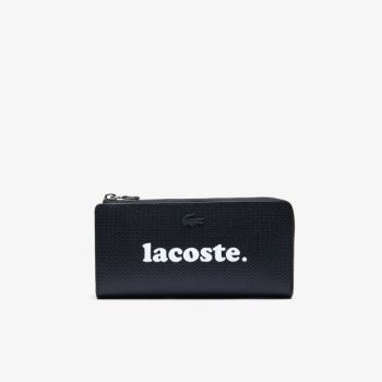 Lacoste Chantaco Branded Piqué Leather Zip Wallet - Peněženka Dámské Černé | CZ-8GIuFL